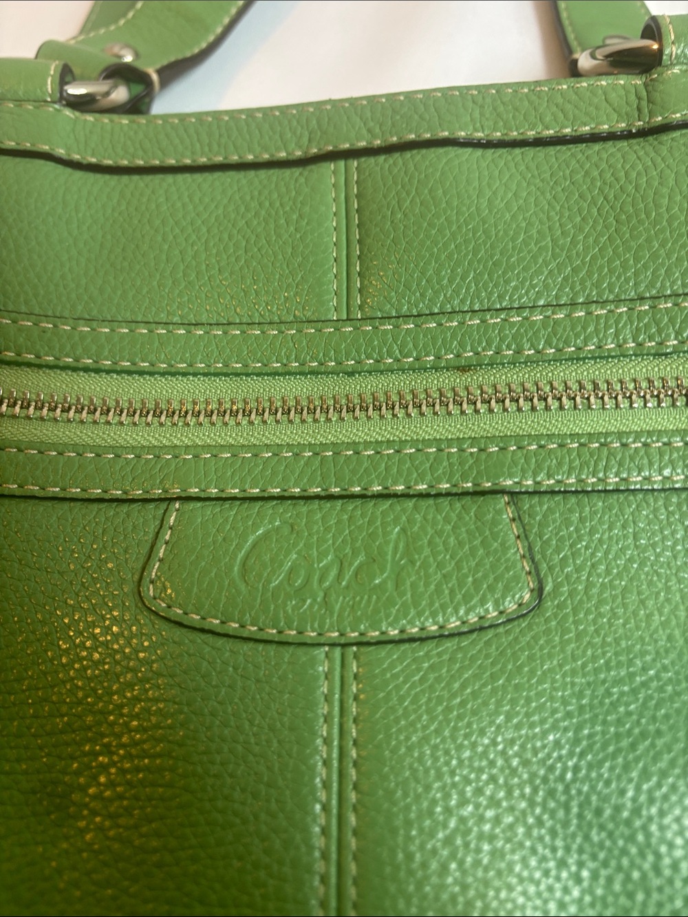 Coach Pebbled Leather Shoulder Bag in Green